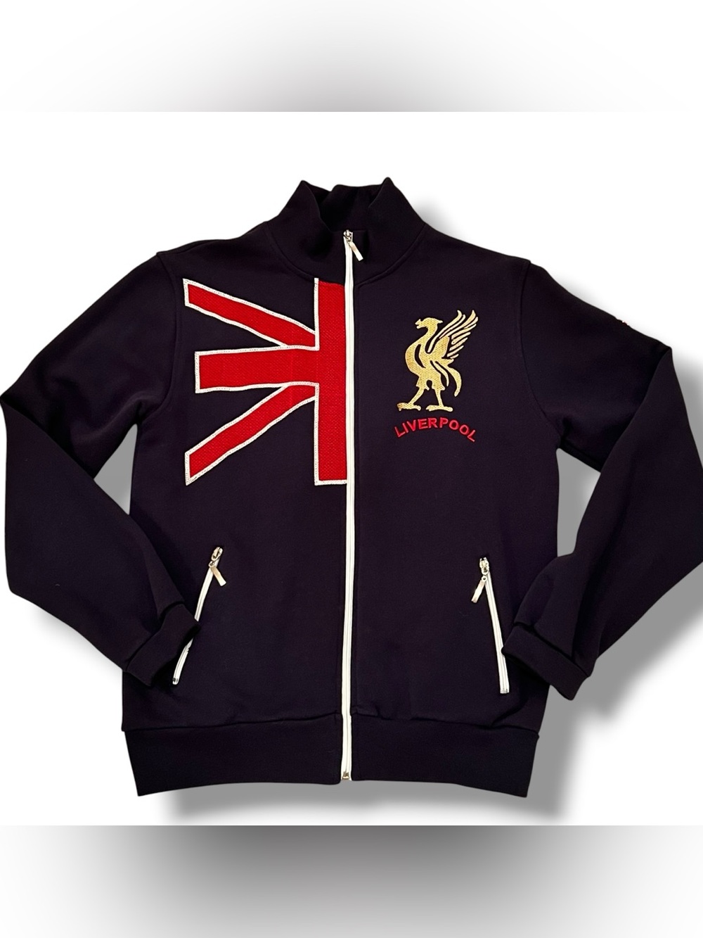 Liverpool FC Full-Zip Track Jacket Men's Sz S Navy Union Jack Liver Bird F-4